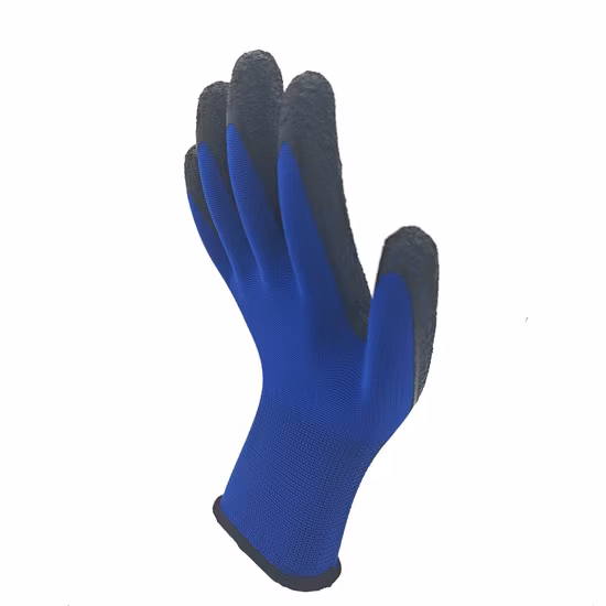 Factoryshop En388 10g Cotton Knitted Liner Latex Crinkle / Wrinkle Grip Coated Construction Safety Work Labor Industrial Garden Working Gloves